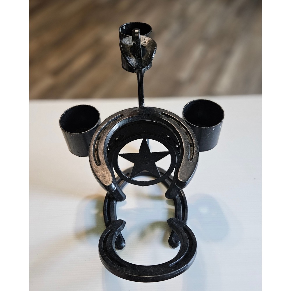 Rustic Horseshoe Metal Candle Holder‎ Texas Star Western Farmhouse Decor Black